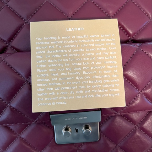 Plum Purple Michael Kors Crossbody Quilted Purse with Chain Strap Detail - Picture 14 of 15